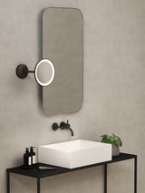 Astro Mascali Round LED Matt Black Bathroom Magnifying Mirror