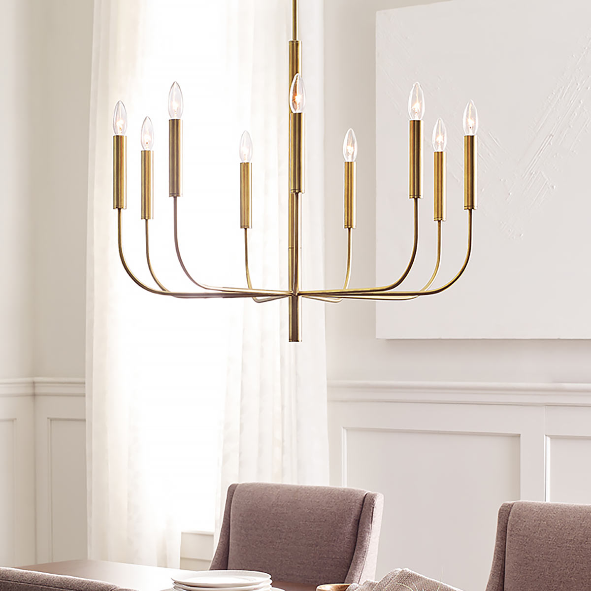 Feiss Brianna 9 Light Chandelier Brass