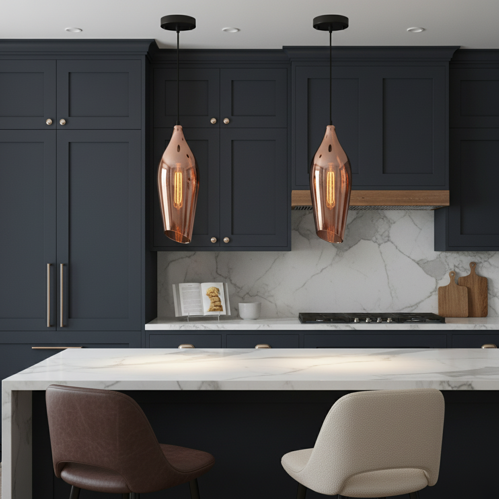 Franklite Taper Copper Pendant - Kitchen Island