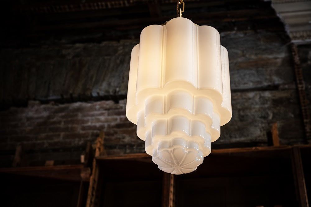 Soho Lighting Glasshouse Polished Brass Opal Art Deco Pendant Light