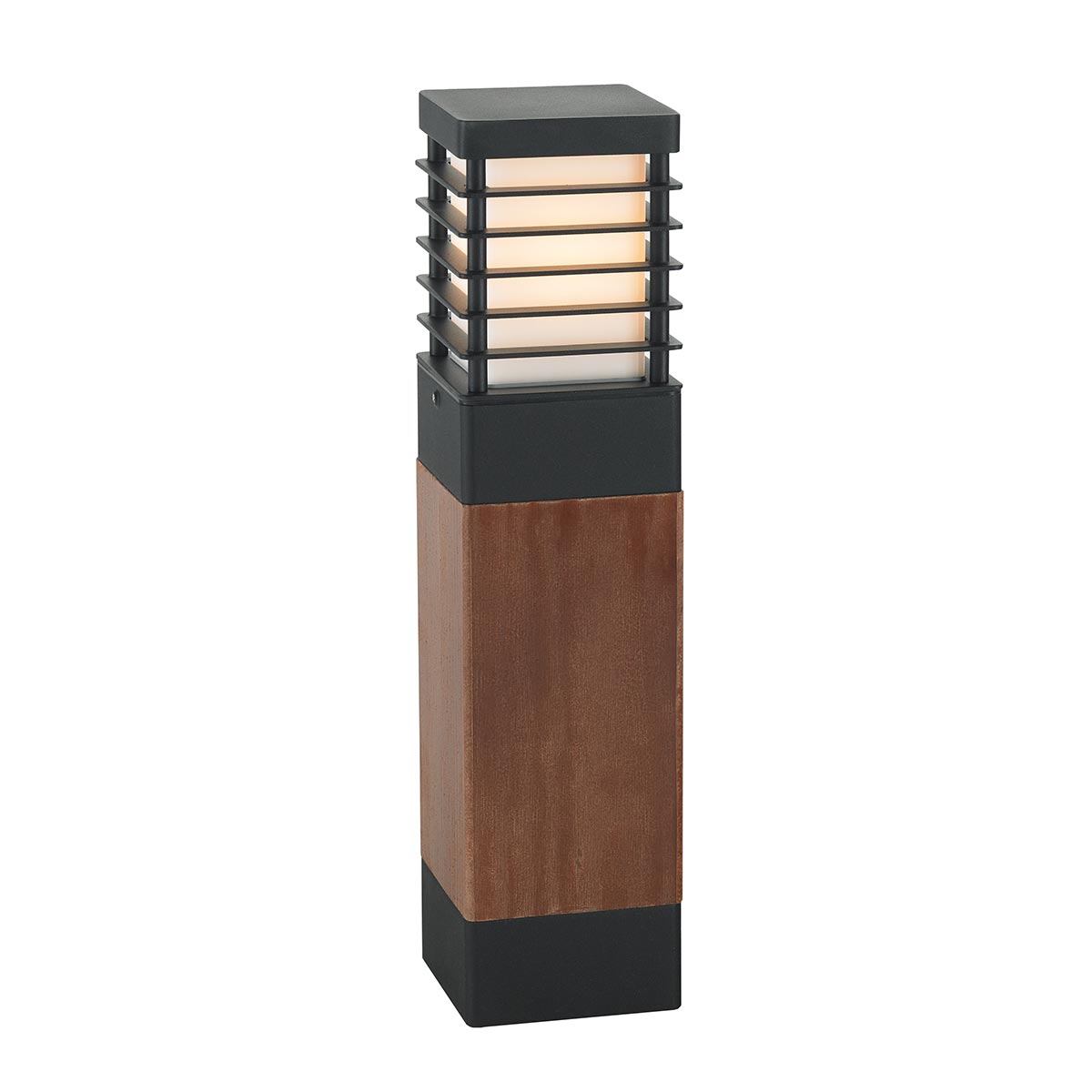 Norlys Halmstad 1 Light Medium Wooden Bollard - Black