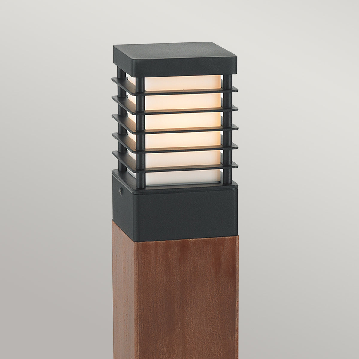 Norlys Halmstad 1 Light Medium Wooden Bollard - Black