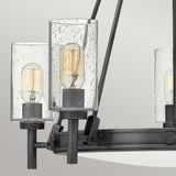 Hinkley Collier 5 lt Chandelier with clear Seeded glass on arms and off-white centre glass