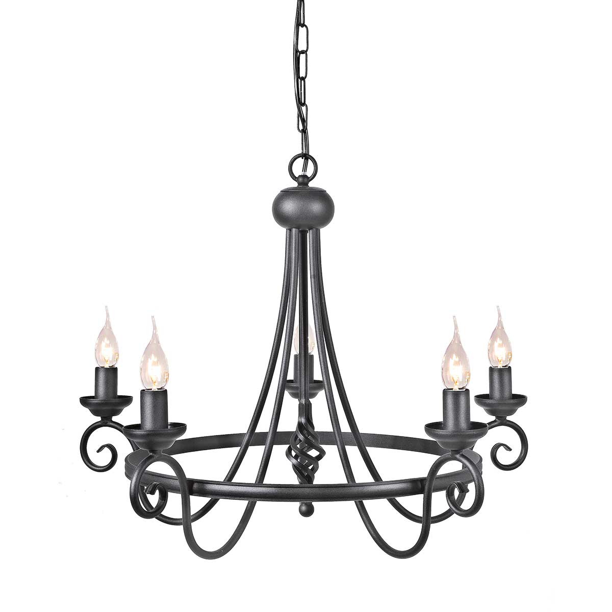 Elstead Harlech 5 Light Chandelier - Black