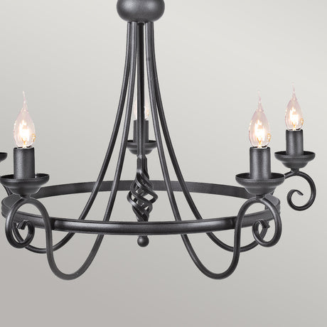 Elstead Harlech 5 Light Chandelier - Black