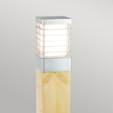 Norlys Halmstad Medium Bollard Natural Wood & Galvanised