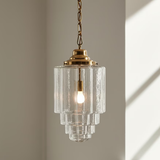 Soho Lighting Glasshouse Polished Brass Clear Art Deco Pendant Light