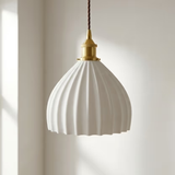 Soho Lighting Scallop Shell Large Pendant Surf White with Antique Brass Bulb holder and Brown Twisted Cable