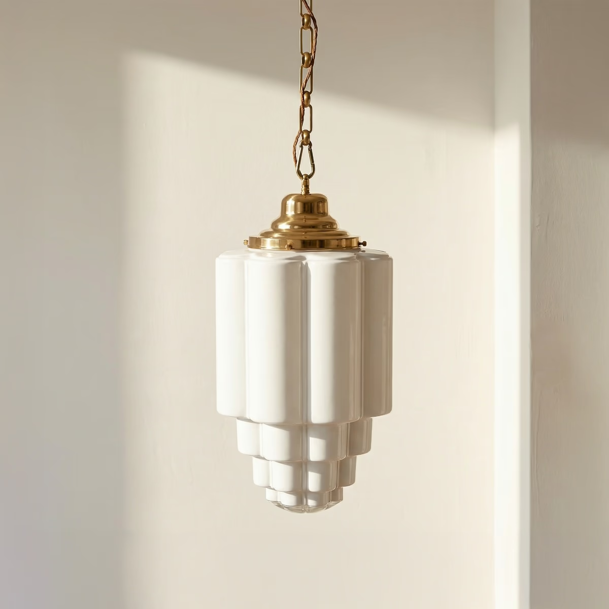 Soho Lighting Glasshouse Polished Brass Opal Art Deco Pendant Light