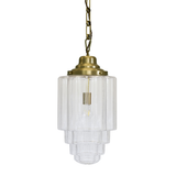 Soho Lighting Glasshouse Lacquered Brass Clear Art Deco Pendant Light
