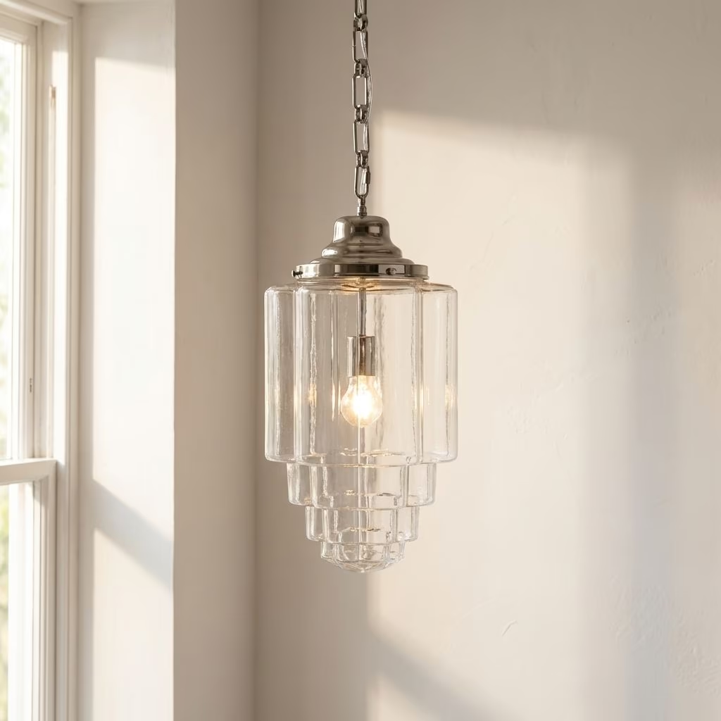 Soho Lighting Glasshouse Nickel Clear Art Deco Pendant Light