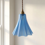 Soho Lighting Bluebell Pendant Light in Nautical Blue with Old English Bulb Holder with Brown Twisted Cable