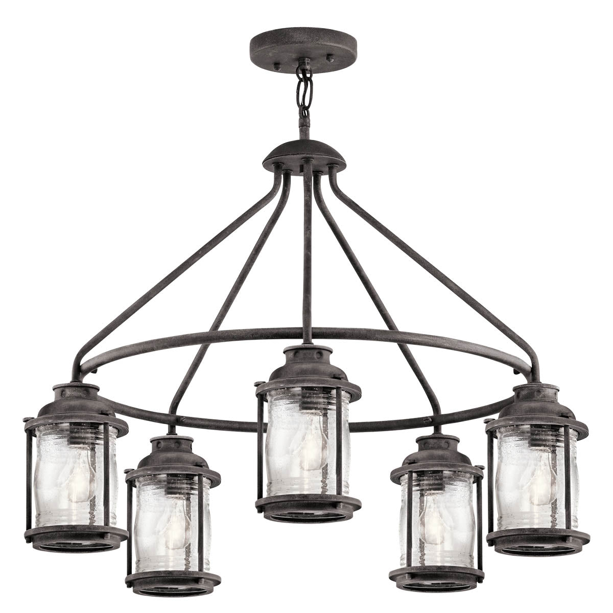 Kichler Ashland Bay 5 Light Outdoor Chandelier Grey