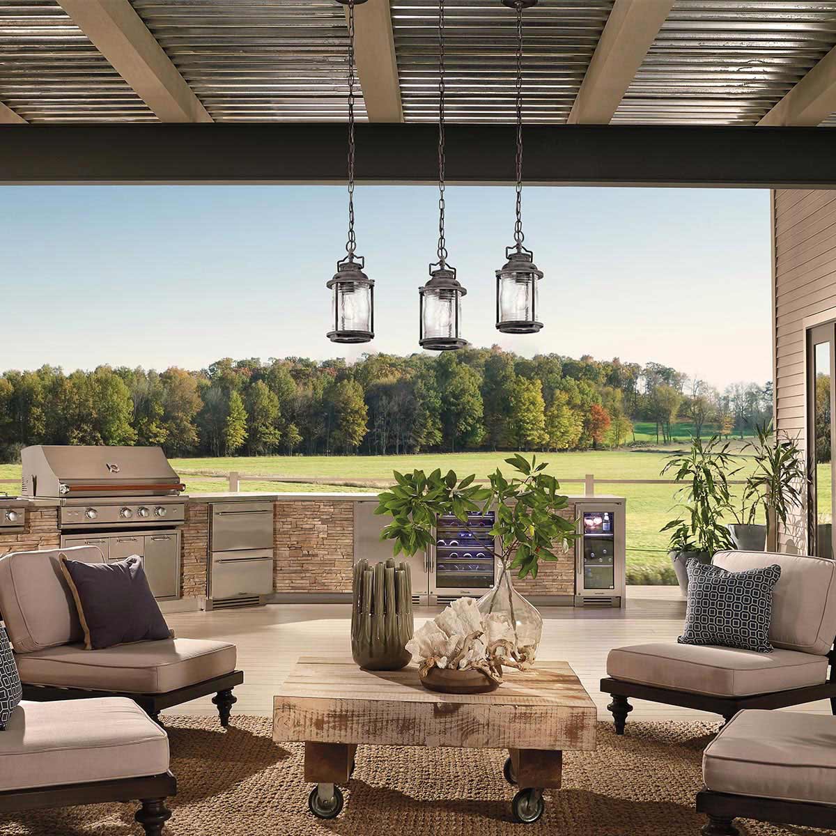 Kichler Ashland Bay 1 Light Small Chain Lantern Grey