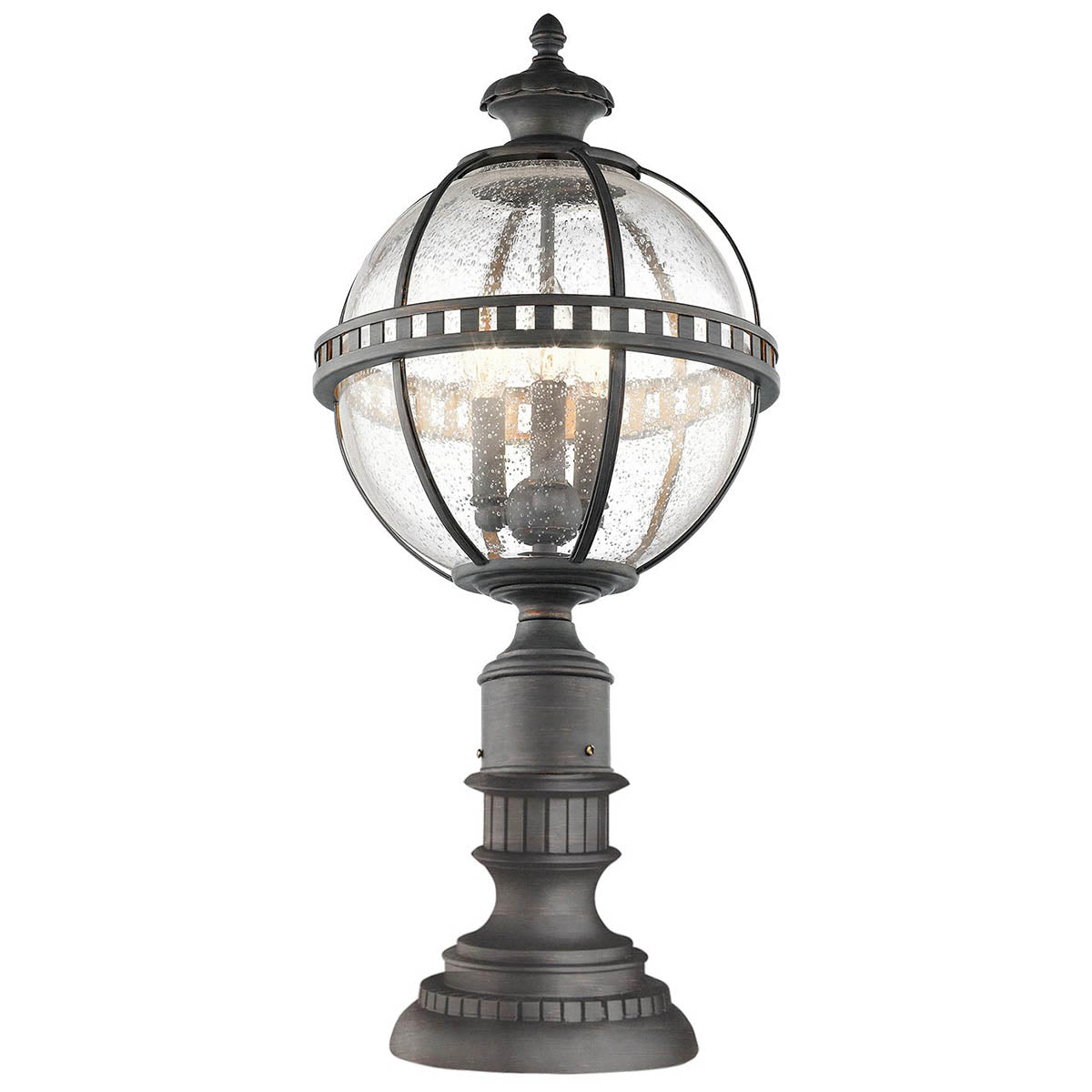 Kichler Halleron 3 Light Pedestal Lantern Grey