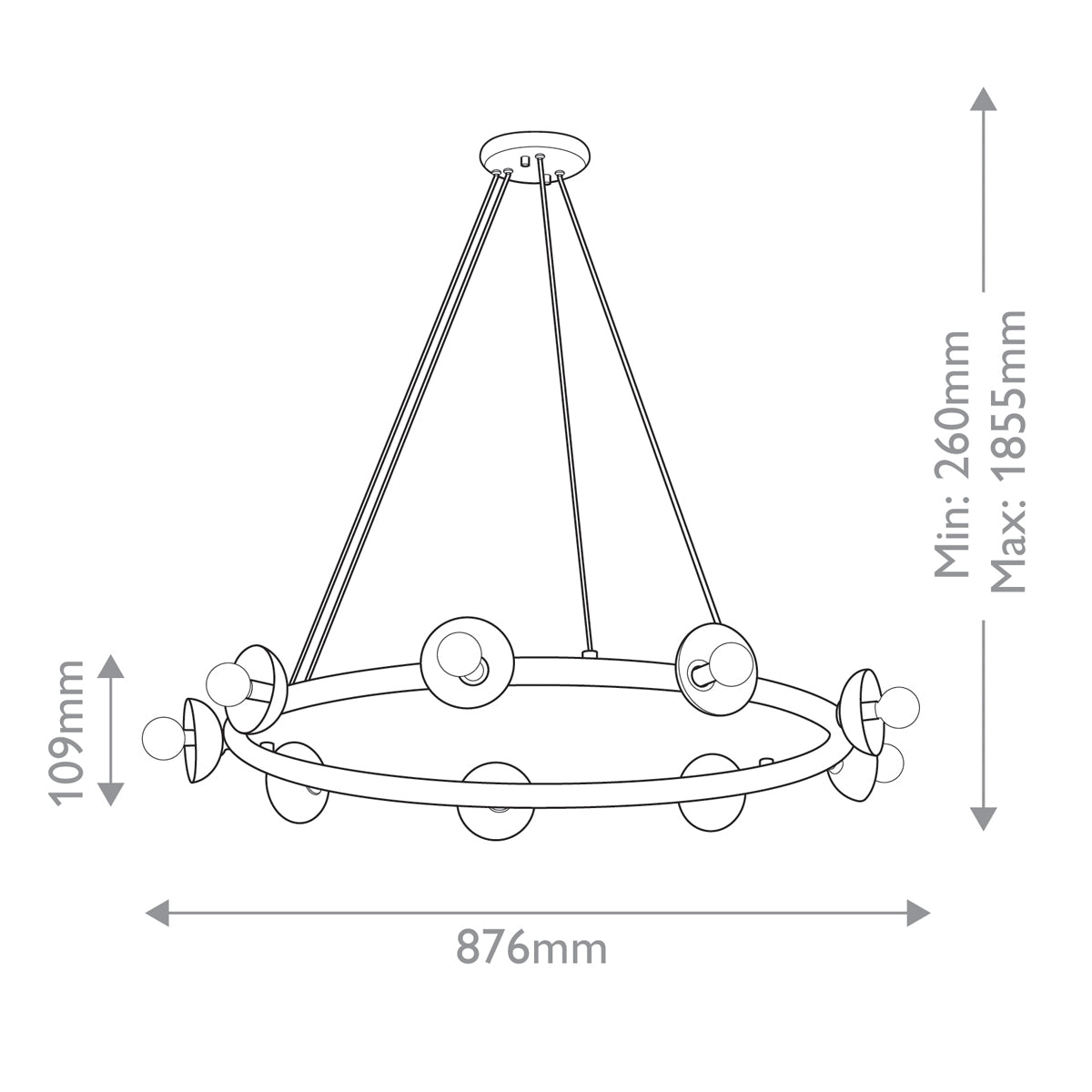 Kichler Palta 9 Light Chandelier Black