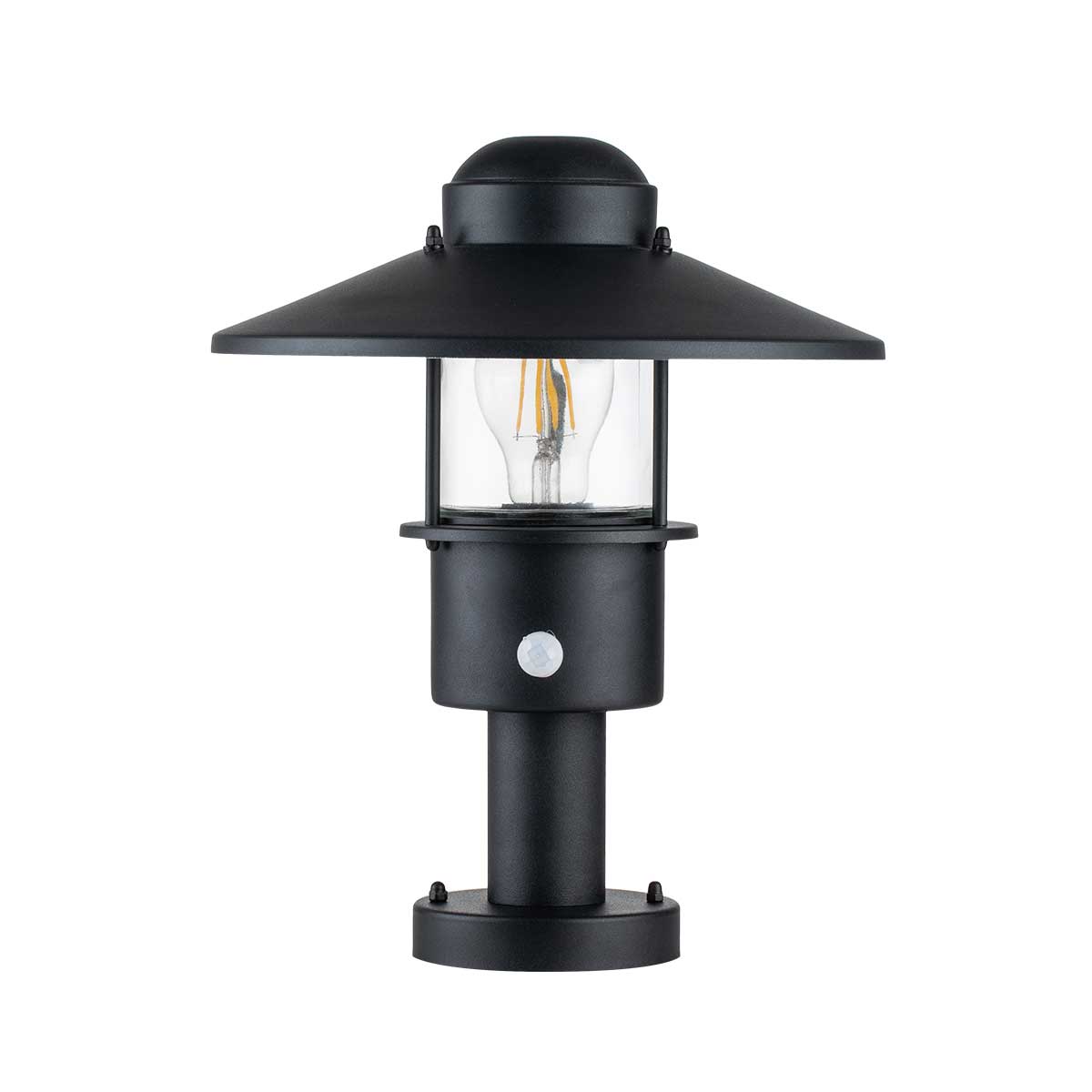 Elstead Klampenborg 1 Light Pedestal with PIR Black
