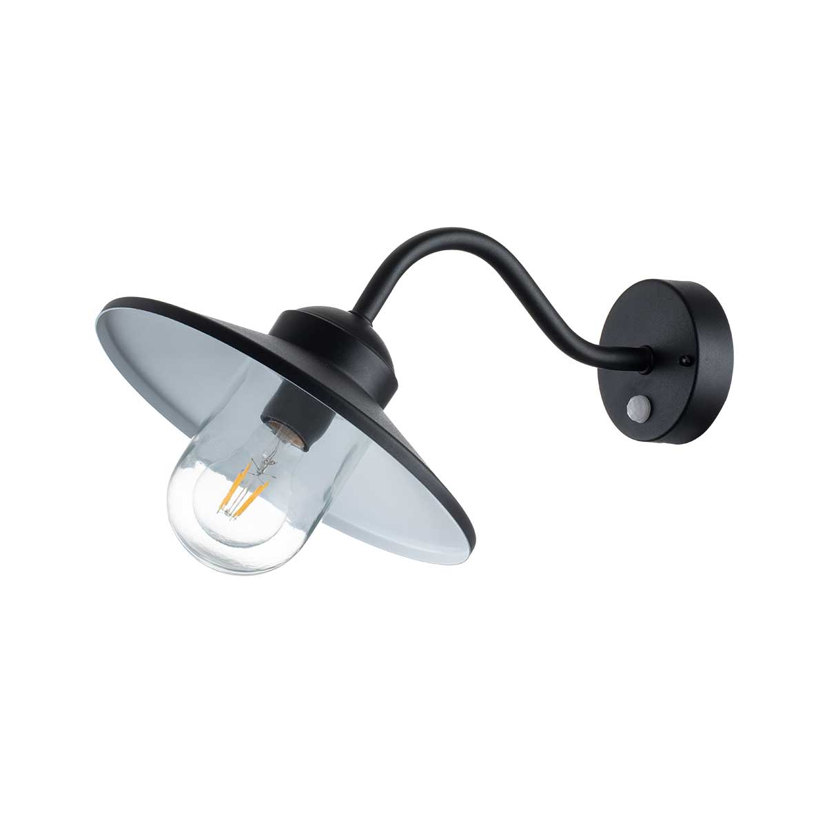 Elstead Klampenborg 1 Light Wall Lantern with PIR Black