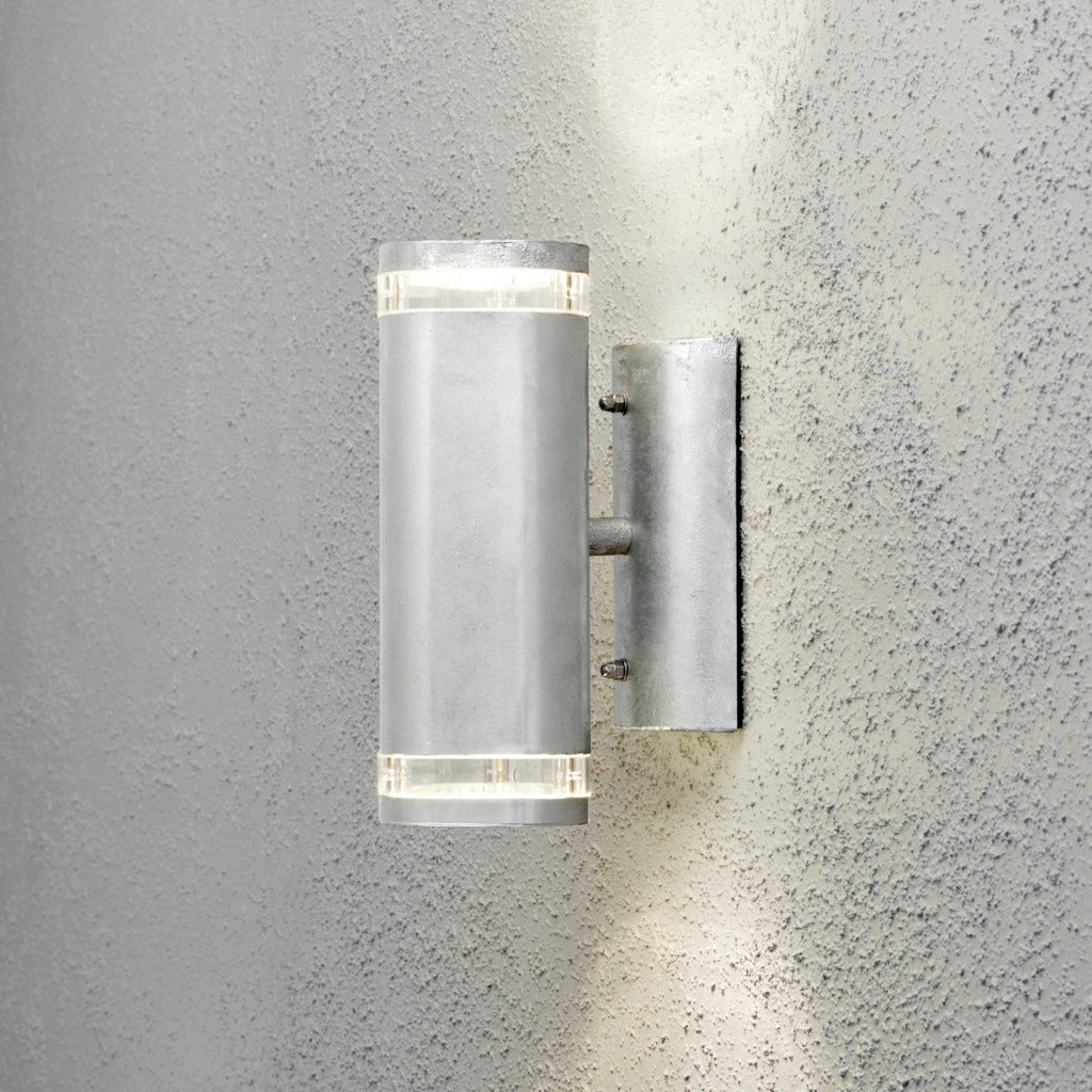 Konstsmide Modena Band Outdoor Twin Wall Light Galvanised –  from Amos Lighting + Home