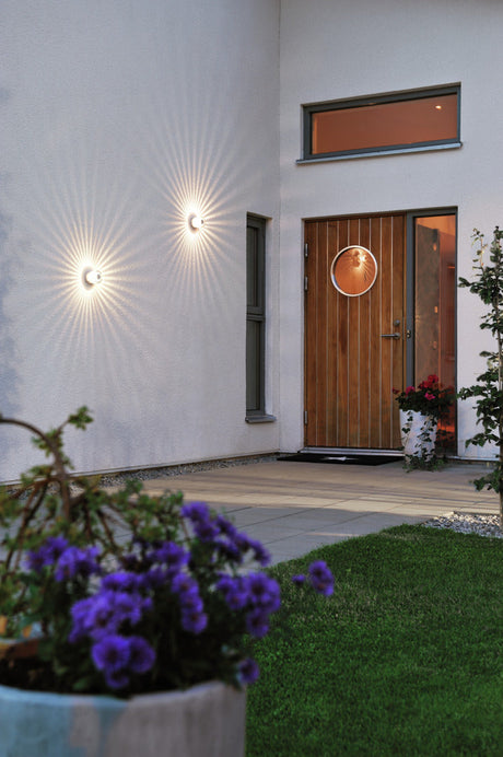 Konstsmide Monza Round Outdoor LED Wall Light Anodised –  from Amos Lighting + Home