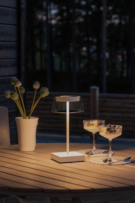 Konstsmide Scilla Outdoor USB Rechargeable Table Lamp White –  from Amos Lighting + Home