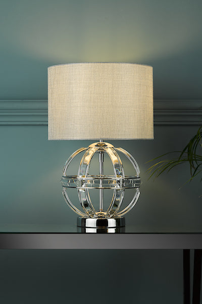 Laura Ashley Aidan Glass & Polished Chrome Globe Table Lamp with Shade –  from Amos Lighting + Home