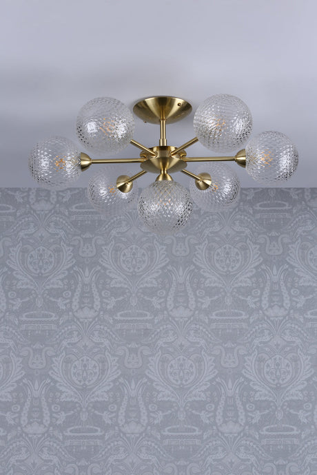 Laura Ashley Atherton Semi Flush Ceiling Light Satin Brass Glass –  from Amos Lighting + Home