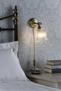 Laura Ashley Callaghan Plug in Wall Light Antique Brass Ribbed Glass –  from Amos Lighting + Home