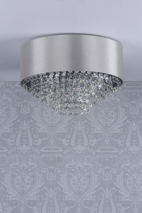 Laura Ashley Carrington 5lt Flush Grey Shade Crystal –  from Amos Lighting + Home