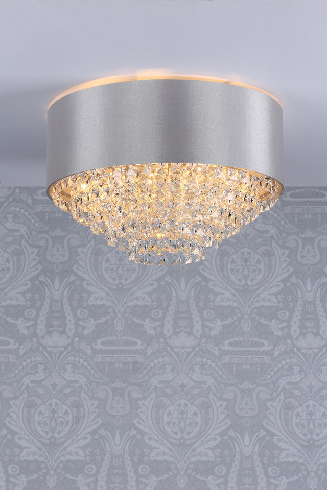 Laura Ashley Carrington 5lt Flush Grey Shade Crystal –  from Amos Lighting + Home