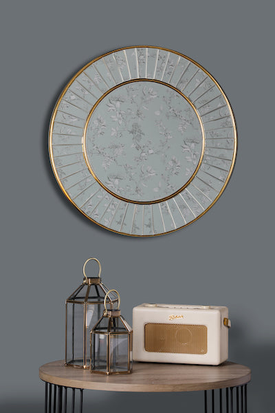 Laura Ashley Clemence Small Round Mirror Gold Leaf 50cm