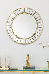 Laura Ashley Clemence Small Round Mirror Gold Leaf 50cm –  from Amos Lighting + Home