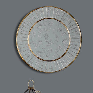 Laura Ashley Clemence Small Round Mirror Gold Leaf 50cm –  from Amos Lighting + Home