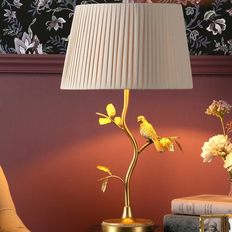 Laura Ashley Egelton Table Lamp Aged Brass and Taupe –  from Amos Lighting + Home