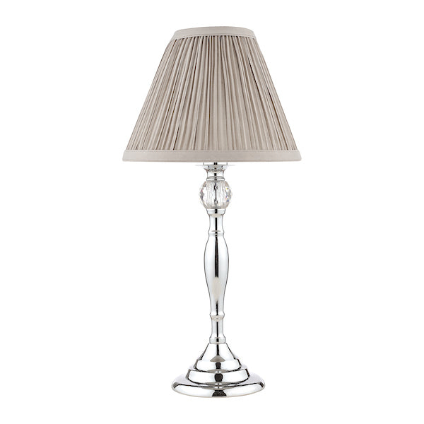 Laura Ashley Ellis Table Lamp Polished Chrome Grey Shade –  from Amos Lighting + Home