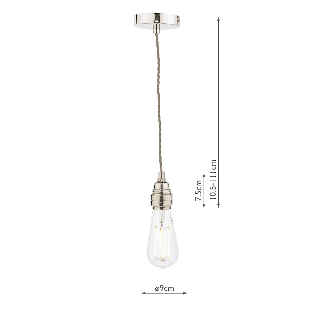 Laura Ashley Flute E27 Suspension, Polished Nickel –  from Amos Lighting + Home