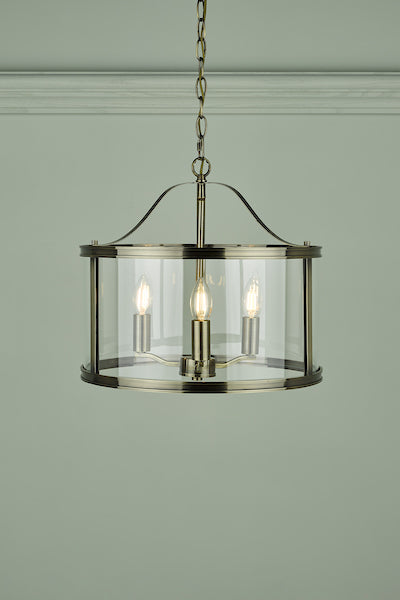 Laura Ashley Harrington 3 Light Pendant Lantern Antique Brass –  from Amos Lighting + Home