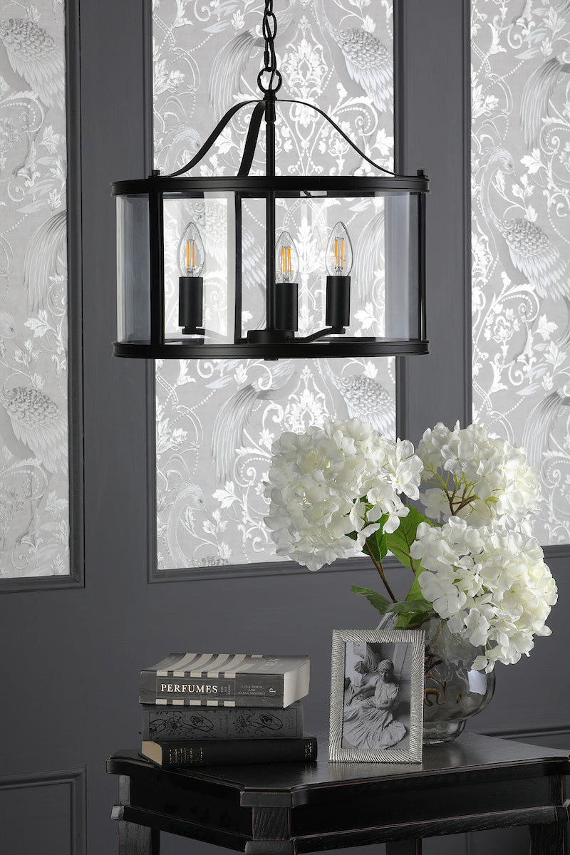 Laura Ashley Harrington 3 Light Pendant Matt Black –  from Amos Lighting + Home