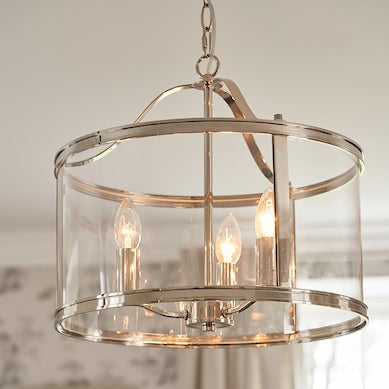Laura Ashley Harrington 3lt Pendant Polished Nickel | Lantern