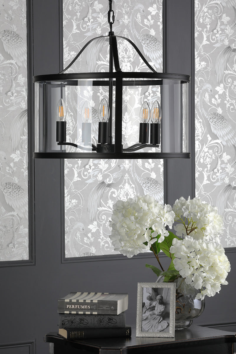 Laura Ashley Harrington 5 Light Pendant Matt Black –  from Amos Lighting + Home