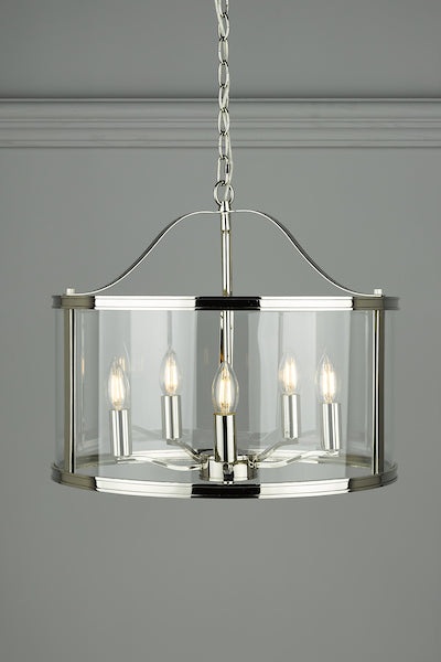 Laura Ashley Harrington 5 Light Pendant Polished Nickel Amos Lighting Home