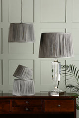 Laura Ashley Hemsley Pleated Silk Empire Drum Shade Grey 30cm/12 inch –  from Amos Lighting + Home