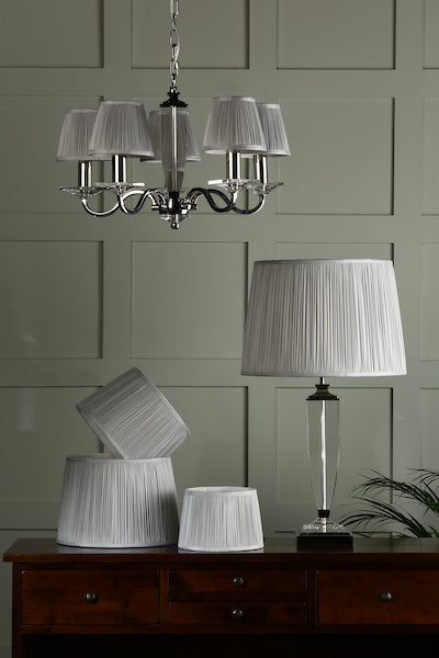 Laura Ashley Hemsley Pleated Silk Empire Drum Shade Silver 20cm/8 inch –  from Amos Lighting + Home