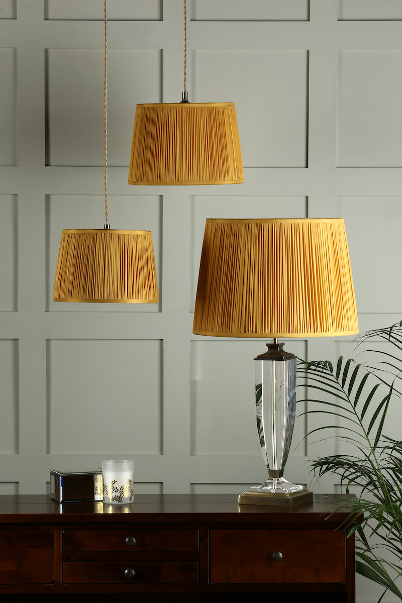 Laura Ashley Hemsley Silk Shade Yellow Ochre 30.5/12 inch –  from Amos Lighting + Home