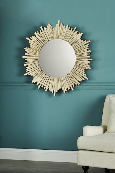 Laura Ashley Lovell Round Mirror Champagne 99cm –  from Amos Lighting + Home