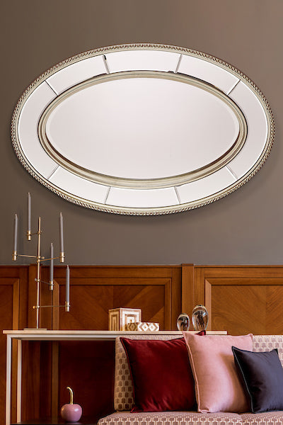 Laura Ashley Nolton Oval Mirror Distressed Glass 90 x 60cm –  from Amos Lighting + Home