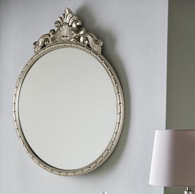 Laura Ashley Overton Ornate Round Mirror Champagne Frame Gold 73 x 58cm –  from Amos Lighting + Home