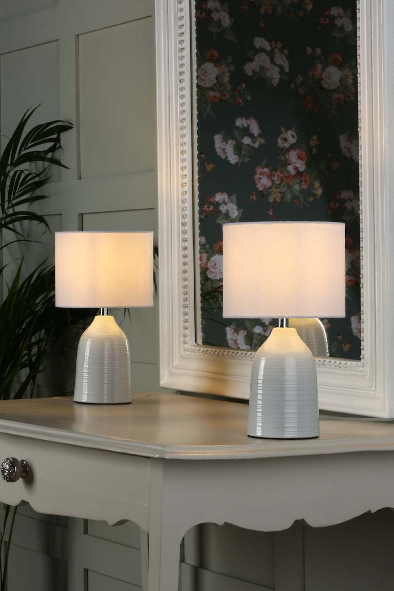 Laura Ashley Penny Pair Table Lamps Cream Crackle Glaze – Amos