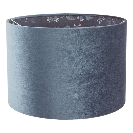 Laura Ashley Portia Drum Shade Blue Velvet 30.5cm/12 inch –  from Amos Lighting + Home