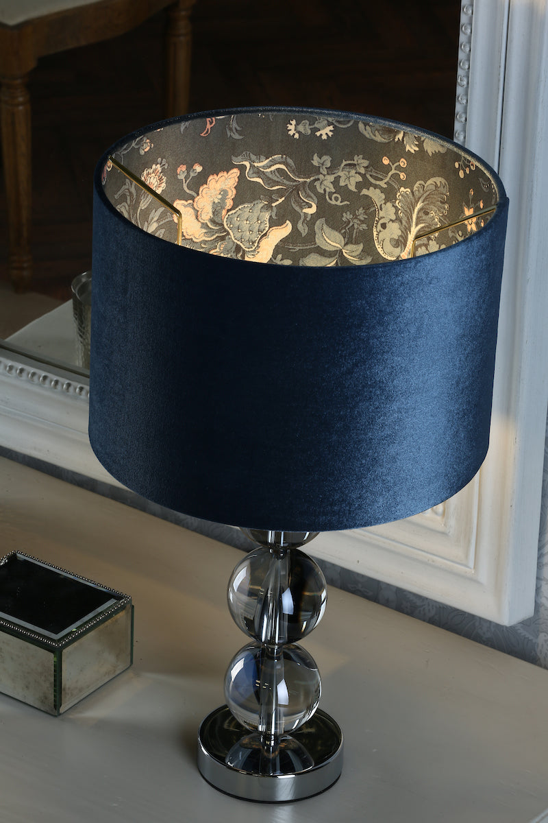 Laura Ashley Portia Drum Shade Blue Velvet 30.5cm/12 inch –  from Amos Lighting + Home